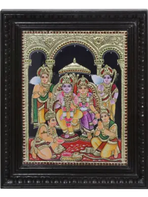 Ram Darbar Framed Tanjore Painting |Traditional Colors with 24 Karat Gold | Made in India