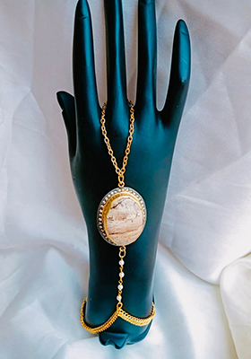 Jasper Stone Victorian Brass Hand Harness |Party Wear Haath Phool