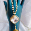Handcrafted Glass Victorian Pearl Brass Hand Harness | Ethnic Bridal Jewelry