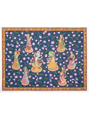 Colorful Dancing Radha Krishna Pichwai Painting