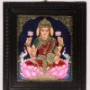 Lakshmi Devi Seated on Lotus Tanjore Painting with frame | Traditional Colours With 24K Gold |