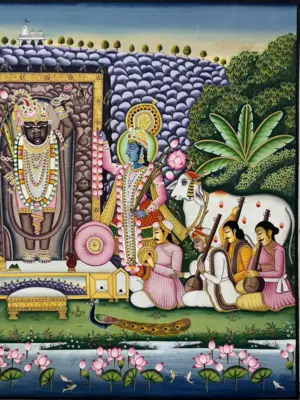 Lord Shrinathji Pichwai Painting | Natural Color On Cloth | Handmade