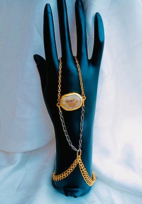 Druzy Brass Hand Harness | Elegant Bridal Haath Phool Jewelry