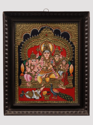 Lord Shiva Family Tanjore Painting | 24 Karat Gold Work | Made in India