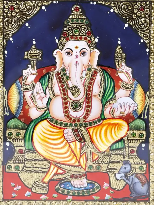 Lord Ganesha Tanjore Painting, Ishwar Arts and Crafts