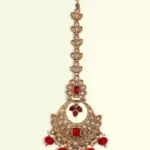 Stunning red and white stone-studded bridal necklace set