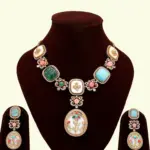 Victorian-inspired long necklace with matching earrings