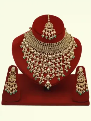 Designer Heavy Necklace Set with Bead Hangings for Women