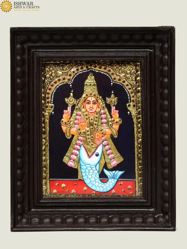 Matasya Avatar Painting of Lord Vishnu, Tanjore Paintings, Ishwar Arts and Crafts