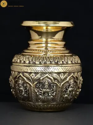 Ashtalakshmi Kalash in Superfine Brass | Made in India, Ishwar Arts and Crafts