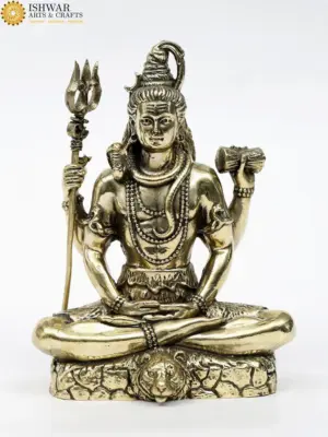 Sitting Lord Shiva Superfine Brass Statue, Ishwar Arts and Crafts