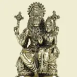 4" Small Sitting Lord Narsimha with Goddess Lakshmi Superfine Brass Statue, Ishwar Arts and Crafts