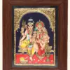 Lord Shiva Family Tanjore Painting | Traditional Colors with 24 Karat Gold | With Frame, Ishwar Arts and Crafts