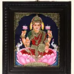 Lakshmi Devi Seated on Lotus Tanjore Painting, Ishwar Arts and Crafts