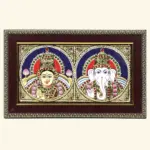 Lakshmi Ganesha Tanjore Painting with Frame, Ishwar Arts and Crafts