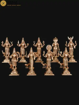 Navagraha With Vahana Set | Bronze Statue | Handmade In India, Ishwar Arts and Crafts