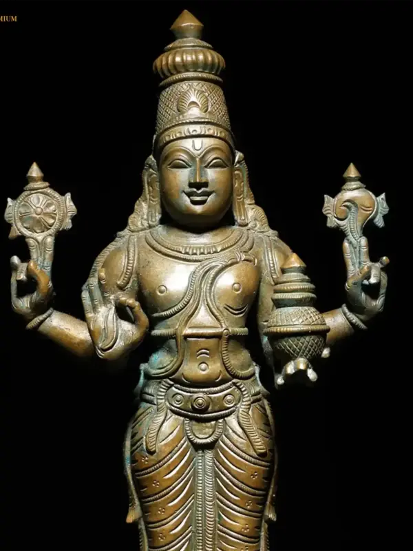 12" Lord Dhanvantari Bronze Statue | Handmade in India | South Indian Style Statue, Ishwar Arts and Crafts