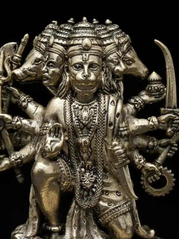 3" Small Superfine Sitting Panchamukhi Lord Hanuman | Brass Statue, Ishwar Arts and Crafts