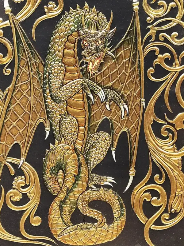 Tibetan Dragon Tanjore Painting with frame, Ishwar Arts and Crafts