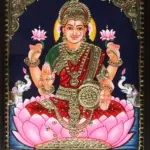 Lakshmi Devi Seated on Lotus Tanjore Painting, Ishwar Arts and Crafts