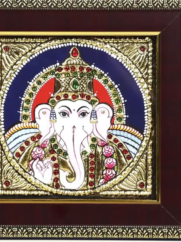 Lakshmi Ganesha Tanjore Painting with Frame, Ishwar Arts and Crafts
