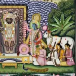 Lord Krishna As Shrinathji Pichwai Painting | Natural Color On Cloth, Ishwar Arts and Crafts