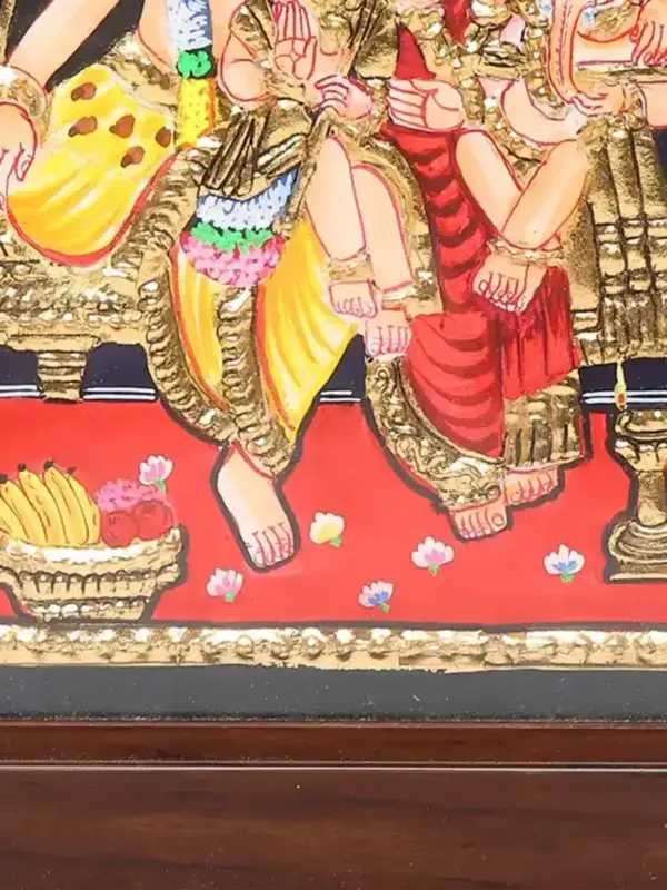 Lord Shiva Family Tanjore Painting | Traditional Colors with 24 Karat Gold | With Frame, Ishwar Arts and Crafts