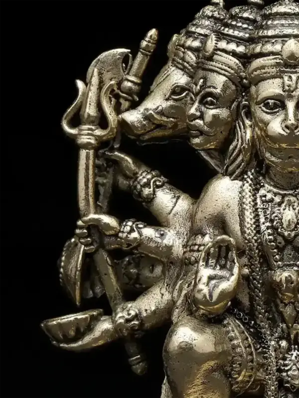 3" Small Superfine Sitting Panchamukhi Lord Hanuman | Brass Statue, Ishwar Arts and Crafts
