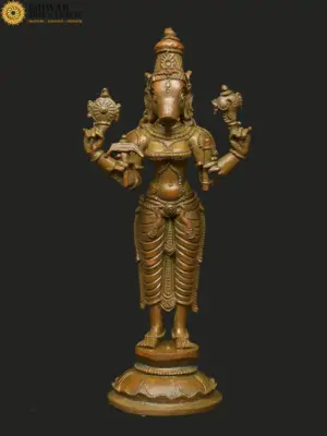5" Standing Goddess Varahi | Panchaloha Bronze Statue from Tamil Nadu | Madhuchista Vidhana (Lost-Wax), Ishwar Arts and Crafts